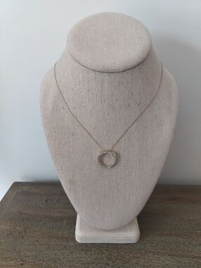 10k Yellow Gold Amethyst CZ Circle Pendant Necklace